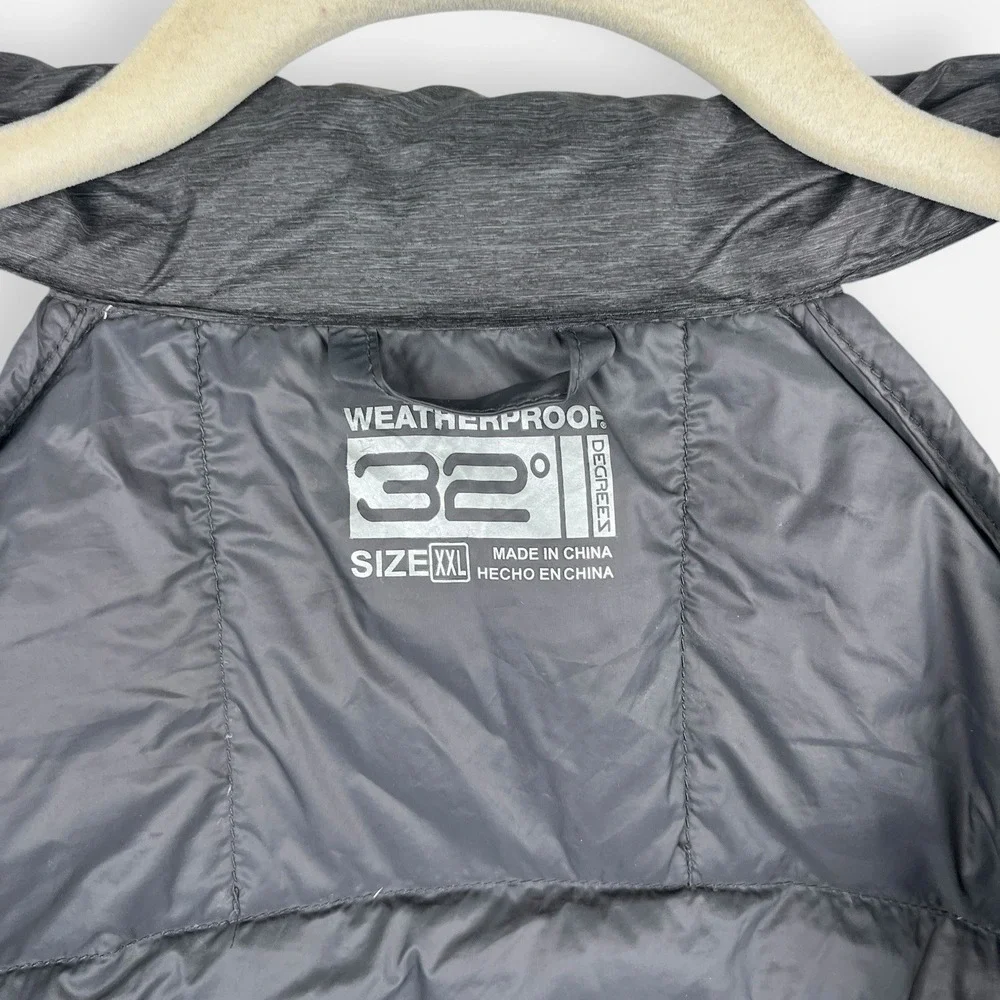 32 Degrees Weatherproof Puffer Jacket Coat Womens XXL Gray Black‎ Down Mock Neck